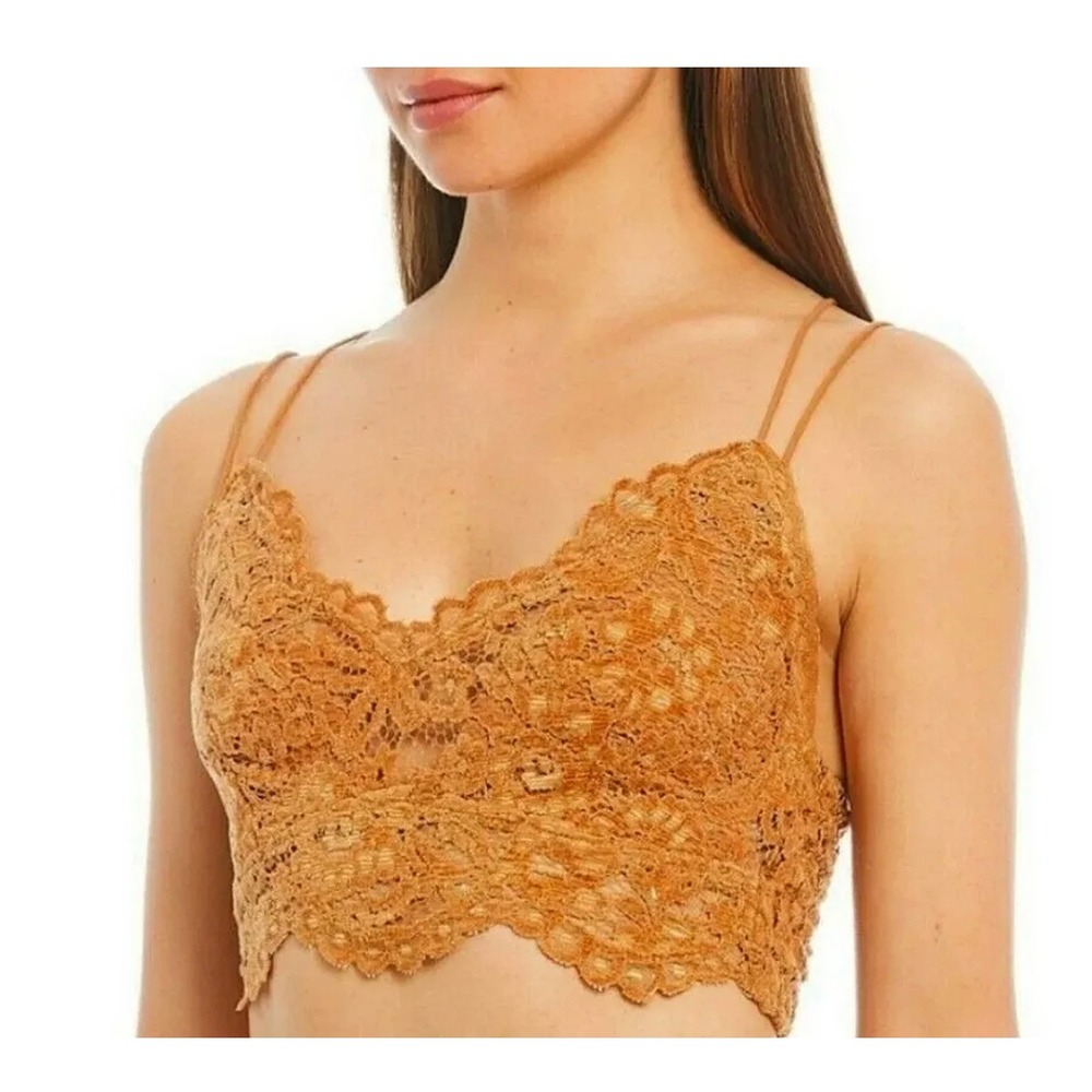 Free People Intimately Celine Lace Bralette Burnt Caramel Orange Size Medium